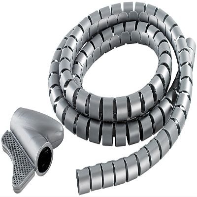 dream audio Cable Spiral: Flexible 22 mm Cable Sleeve with Threading Tool, 1.5 m, Silver