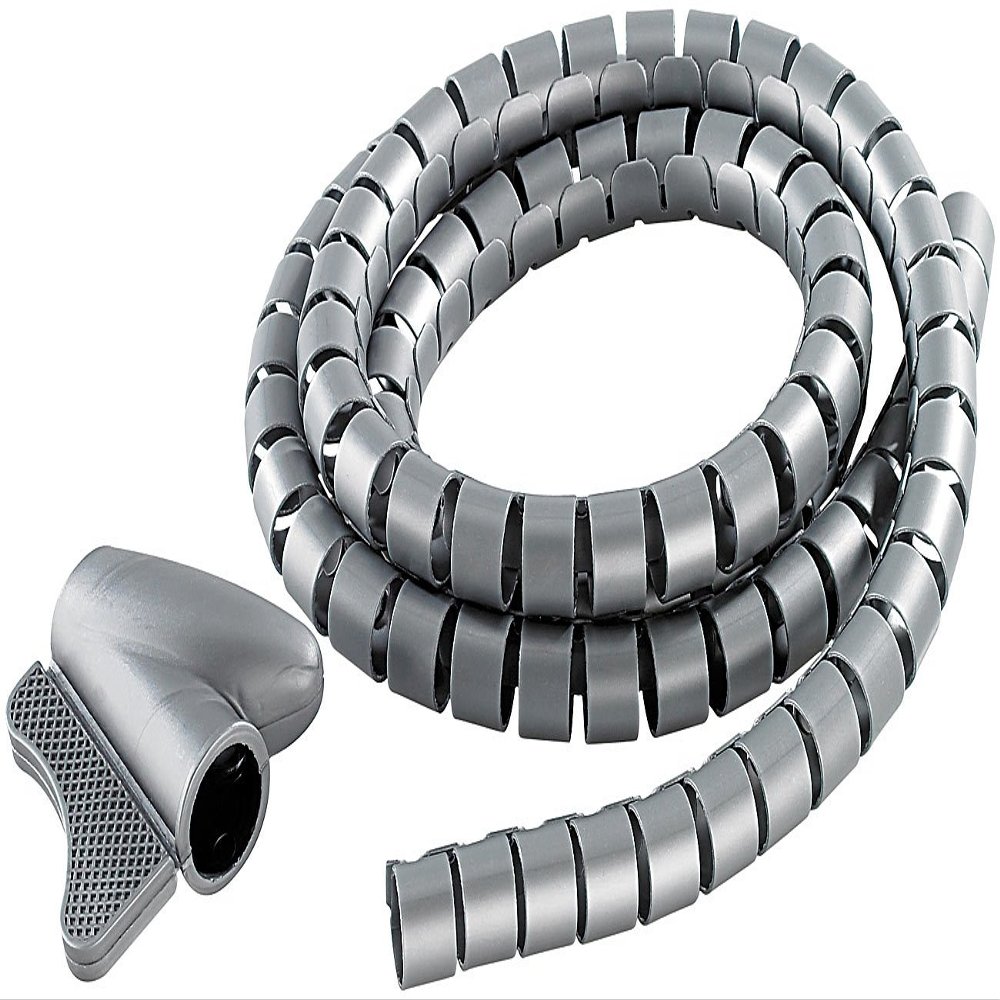 dream audio Cable Spiral: Flexible 22 mm Cable Sleeve with Threading Tool, 1.5 m, Silver