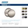Schlage F10 AND 619 16-080 10-027 Andover Hall and Closet Knob, Satin Nickel view 2