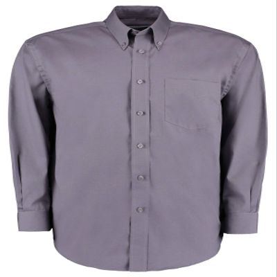 Kustom Kit Men's Oxford Shirt, Long Sleeve, Workwear, Plain, Size 48, Anthracite