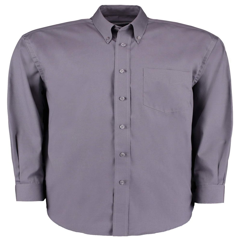 Kustom Kit Men's Oxford Shirt, Long Sleeve, Workwear, Plain, Size 48, Anthracite