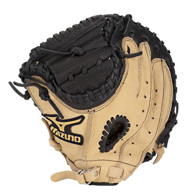 Mizuno Prospect Series Youth Baseball Catcher's Mitt, 81.3 cm, Left Hand: Black/Light Brown (F981), 82.5 cm