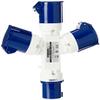Perel Power Distributor, 16 A/230 V, 3500 W, CEE Plug to 3 x CEE Sockets, Indoor/Outdoor, ABS, Blue view 3
