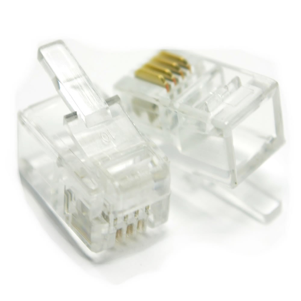 RJ10 4P4C Telephone Handset Replacement Crimp Plugs, 10-Pack