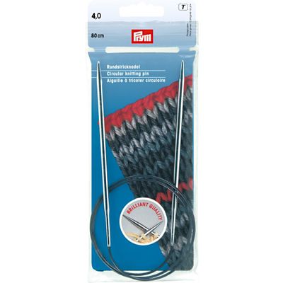 Prym 212144 Circular Knitting Needles, 80 cm, 4.00 mm, Silver-Colored