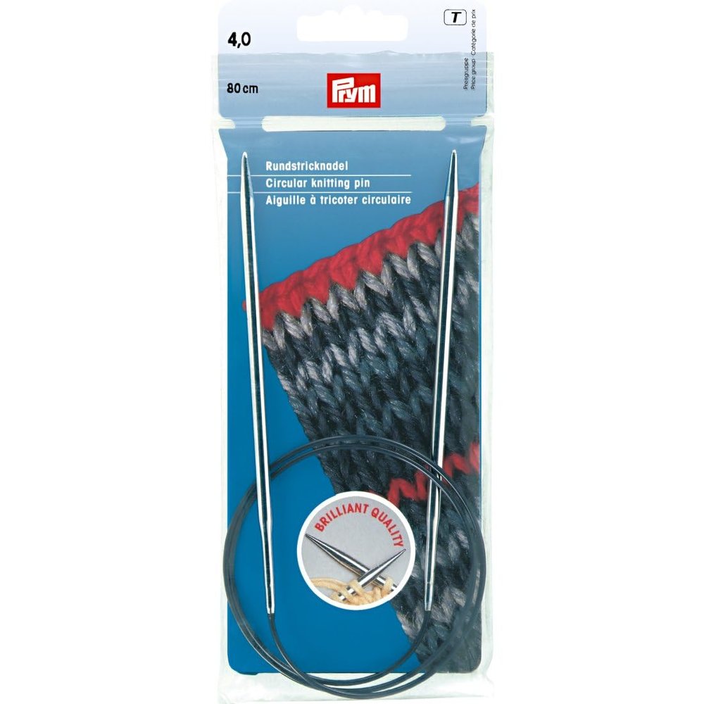 Prym 212144 Circular Knitting Needles, 80 cm, 4.00 mm, Silver-Colored