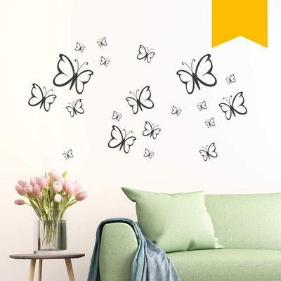 Wandkings Butterfly Wall Decal Set, 20 Pieces in Golden Yellow - Available in 33 Colors