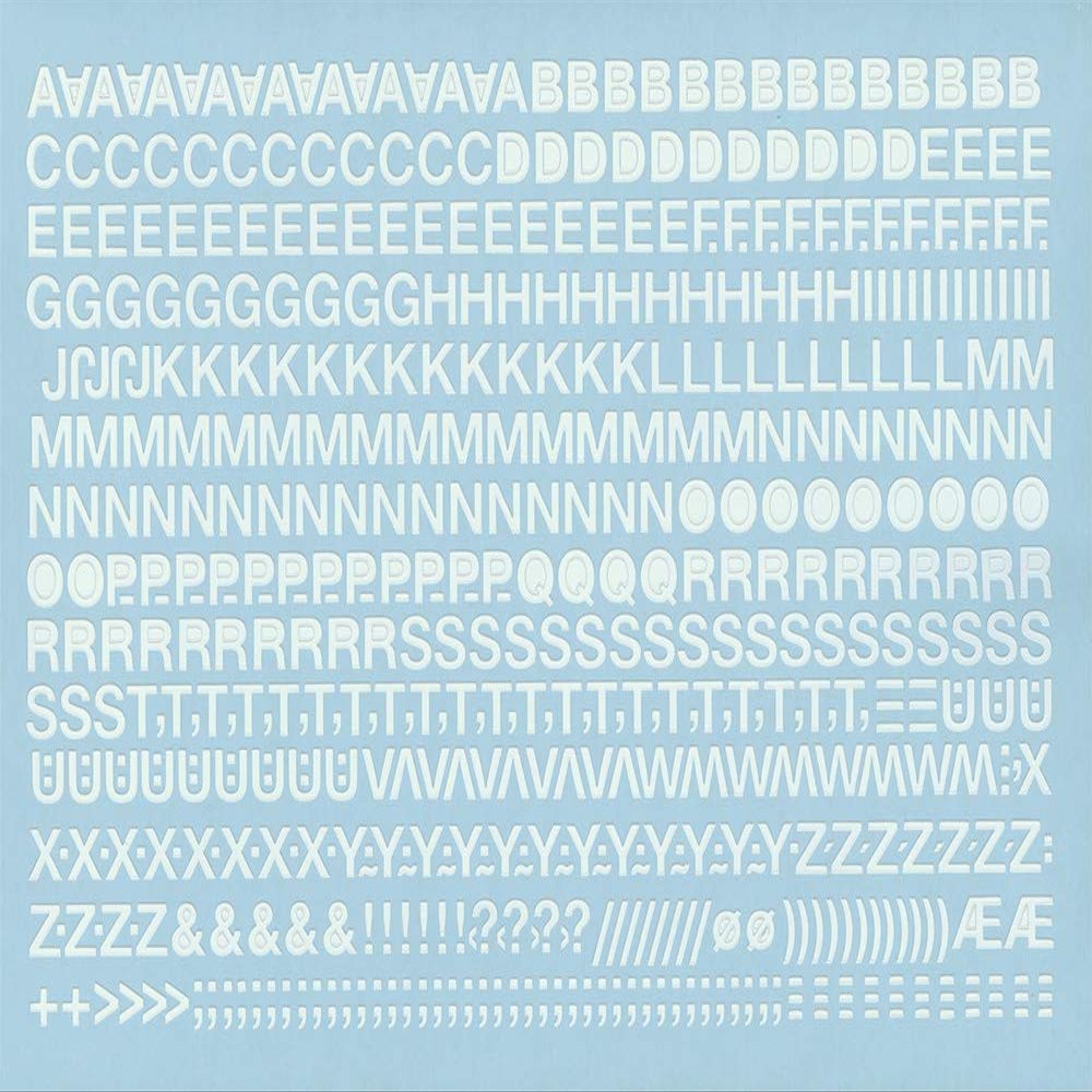 Self-Adhesive Uppercase Letter Film, White, 7 mm, 1 Sheet