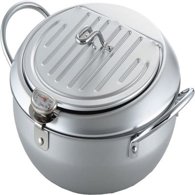 Aji-Raku-tei II 24 cm Fryer with Lid and Thermometer SJ1025 (Japan Import; Japanese Packaging and Manual)
