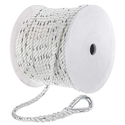 Seachoice Boat Anchor Line, 3-Strand Twisted Nylon, White/Blue, 1.27 cm x 60 m