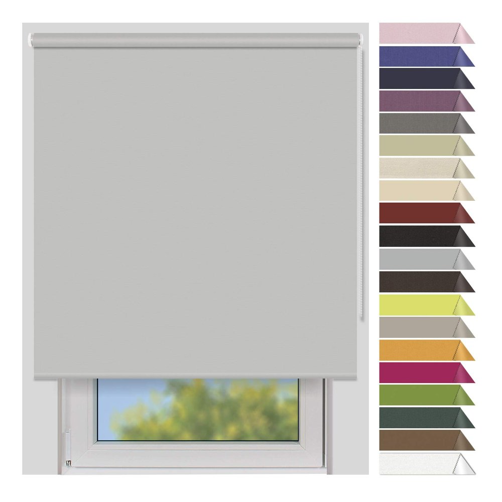 EFIXS Blackout Roller Blind Medium, 120 x 240 cm, Light Gray (7921)