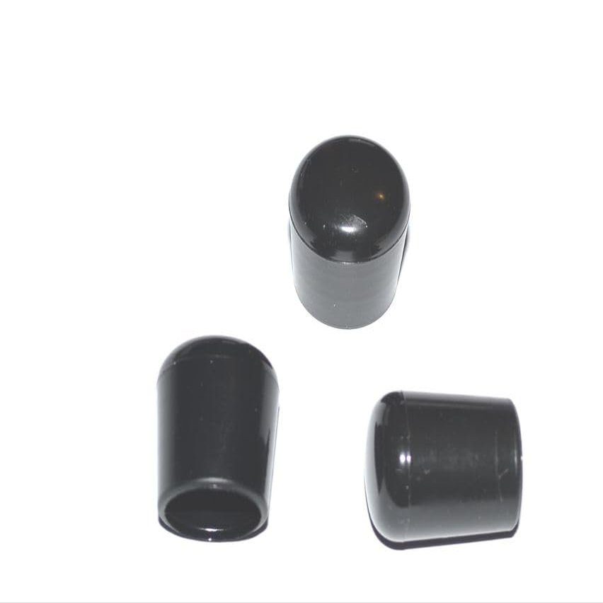 25 Black PVC Caps for Round Tubes, 16 mm Diameter, 20 mm Length