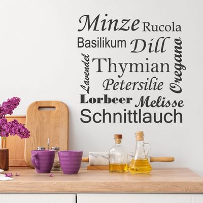 GRAZDesign Kitchen Wall Decal Spices & Herbs | Self-Adhesive Kitchen Sticker - 30 x 30 cm / 073 Dark Gray