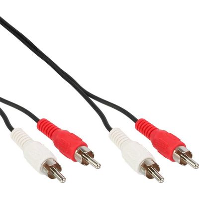 Inline 20 m 2 x RCA Male-to-Male Audio Cable, Black/Red/White
