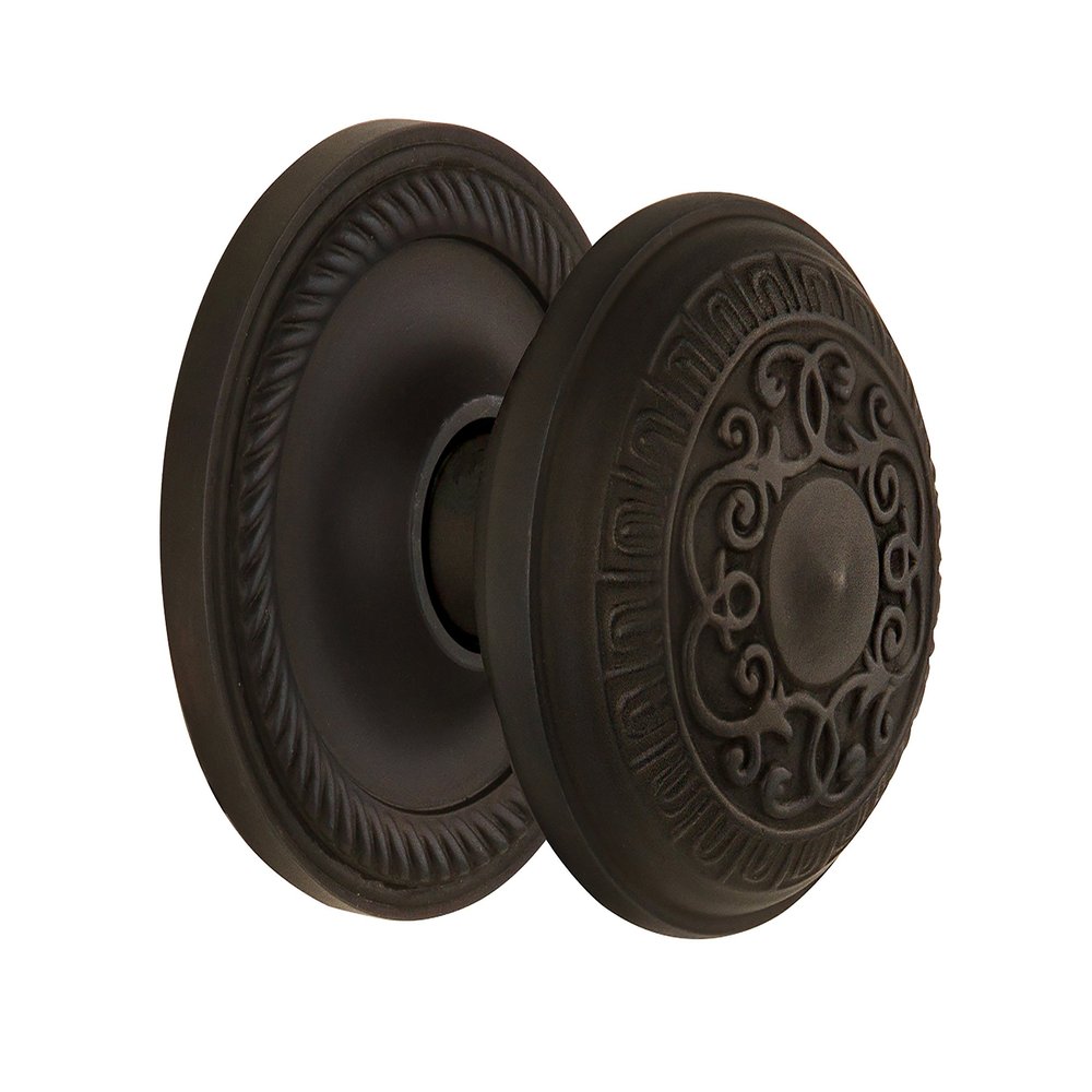Nostalgic Warehouse Rope Rosette with Egg & Dart Knob, Privacy - 2.375, Oil-Rubbed Bronze by Nostalgic Warehouse
