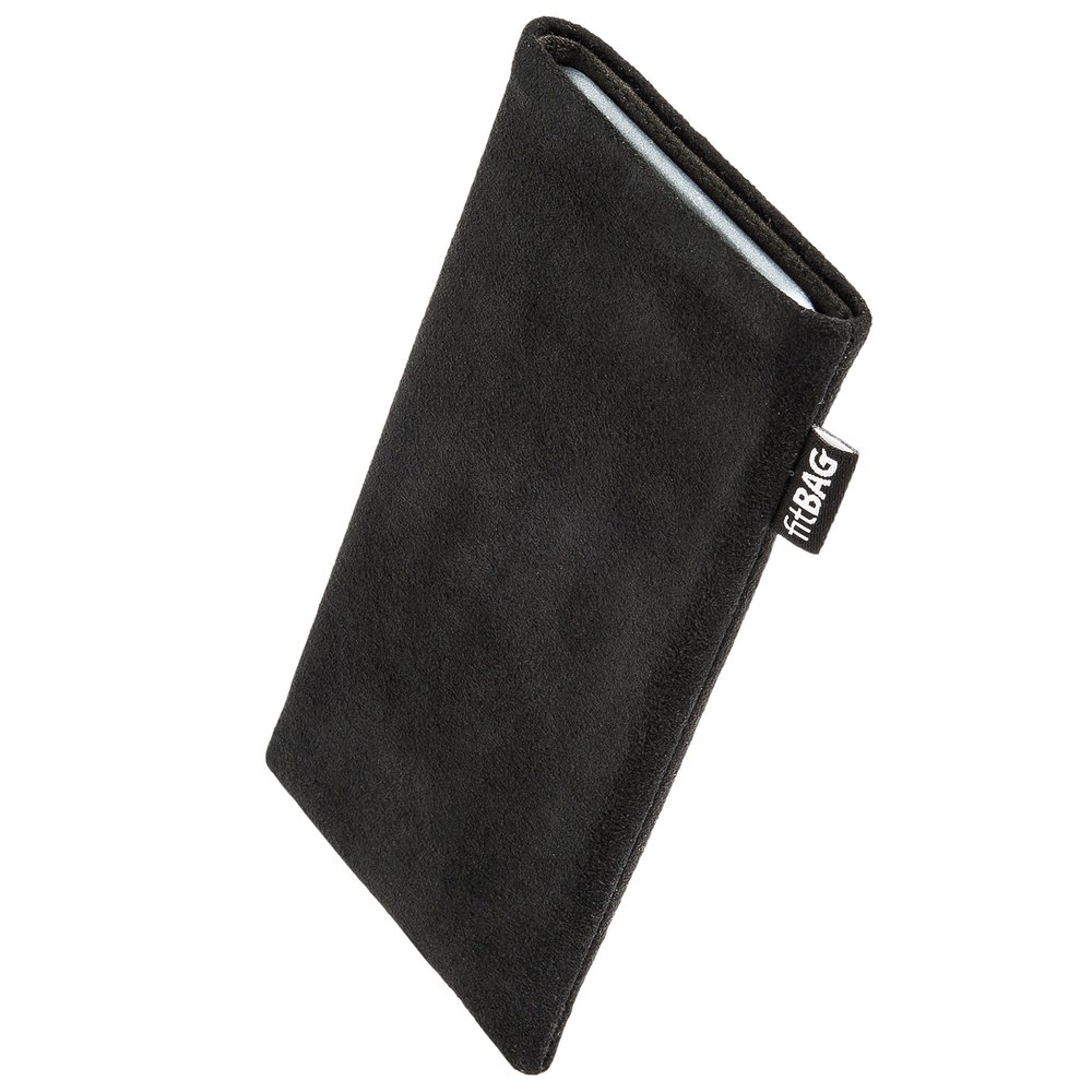 fitBAG Classic Black Phone Pouch for BlackBerry Bold 9700 Onyx, Original Alcantara