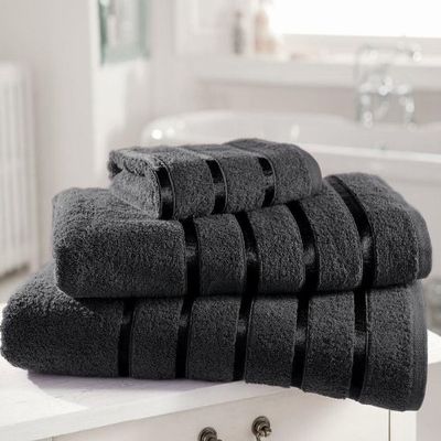 Luxury Gray 100% Egyptian Cotton Bath Sheet, 600 g/m², Satin Stripe