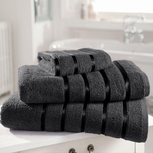 Luxury Gray 100% Egyptian Cotton Bath Sheet, 600 g/m², Satin Stripe