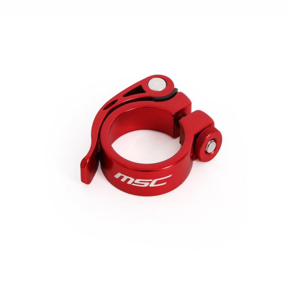 MSC Bikes Seatpost Clamp, Quick Release, Aluminum, Red, 34.9 mm