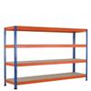 Schulte Z1 Starter-Bay Wide-Span Shelving, Particleboard, 1,981 x 1,841 x 773 mm, Blue/Orange/Galvanized, 4 Levels, 720 kg Shelf Load, 3,200 kg Bay Load view 1