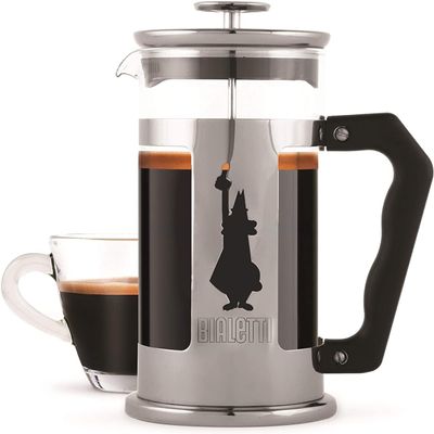 Bialetti Preziosa French Press, Stainless Steel and Borosilicate Glass, Dishwasher-Safe, 1 L, 8 Cups, Silver