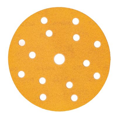 Mirka Gold Sanding Discs, 150 mm, Hook-and-Loop, 15-Hole, P280, 100-Pack