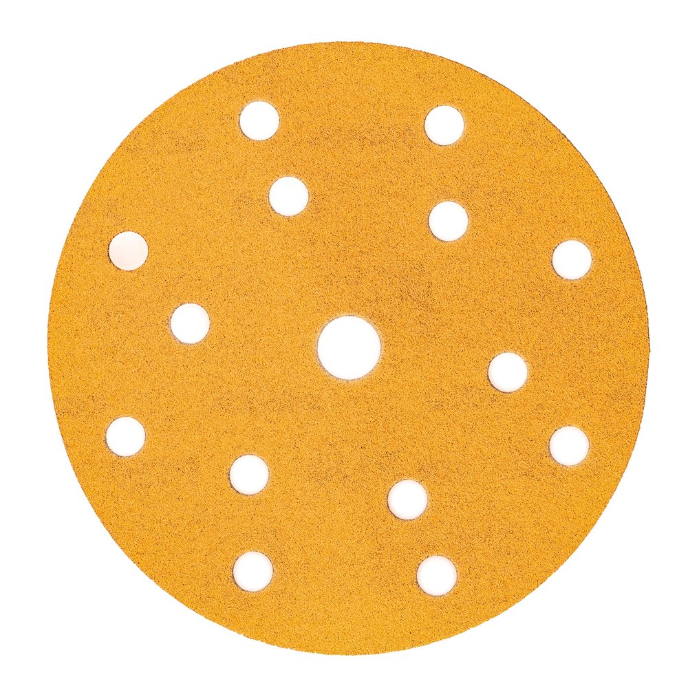 Mirka Gold Sanding Discs, 150 mm, Hook-and-Loop, 15-Hole, P280, 100-Pack