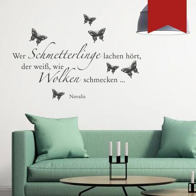 WANDKINGS Wall Decal “Those Who Hear Butterflies Laughing Know How Clouds Taste” (Novalis), 100 x 68 cm, Dark Red