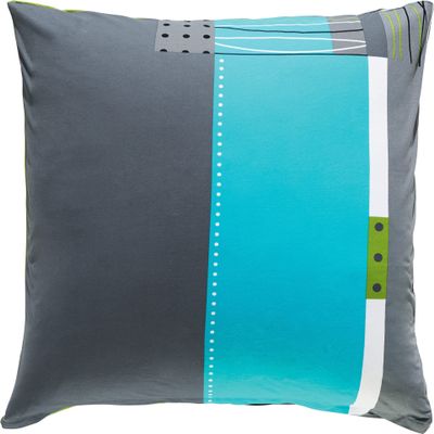 Erwin Müller Reversible Mako Jersey Pillowcase, Green-Blue-Gray, 31.5 x 31.5 in