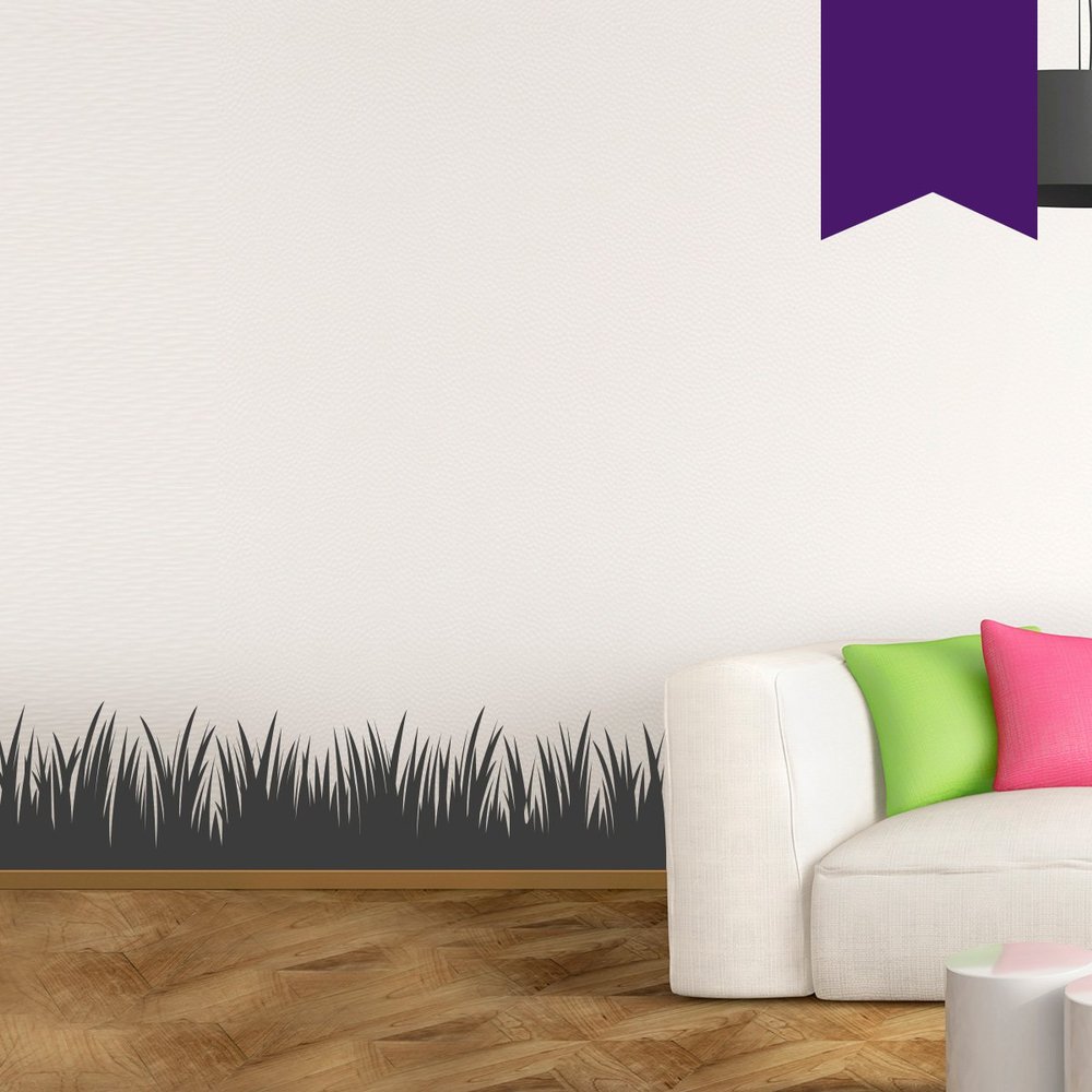 WANDKINGS Grass Border Wall Decal, 100 x 15 cm, Violet – Available in 33 Colors