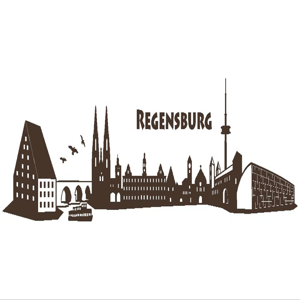 Samunshi Regensburg Skyline Wall Decal 70 x 14.4 cm, Brown