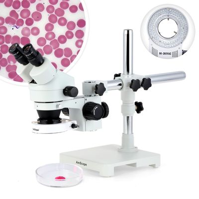 3.5X–90X Stereo Zoom Microscope with Boom Stand and 80-LED Light