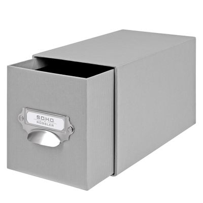 Rössler SOHO CD Drawer Storage Box, Organizer with Drawer, 143 x 158 x 261 mm, 1 pc., Gray | Stone