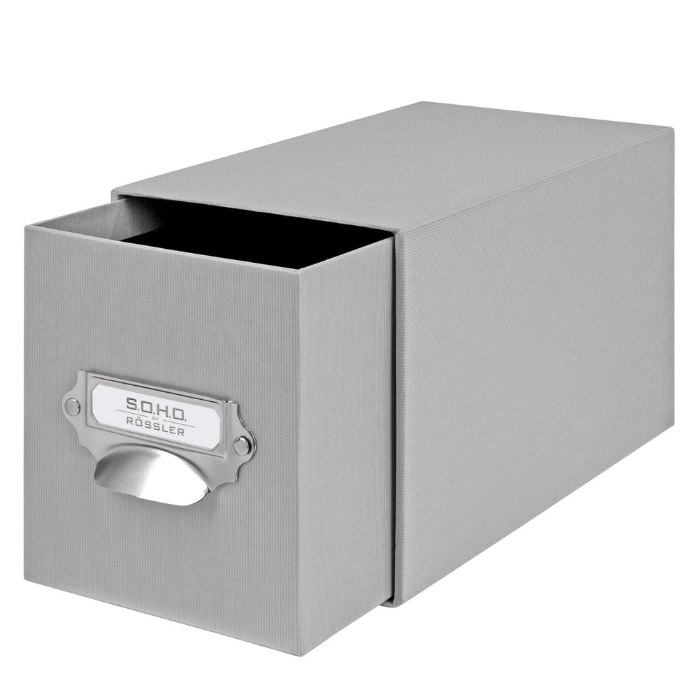 Rössler SOHO CD Drawer Storage Box, Organizer with Drawer, 143 x 158 x 261 mm, 1 pc., Gray | Stone