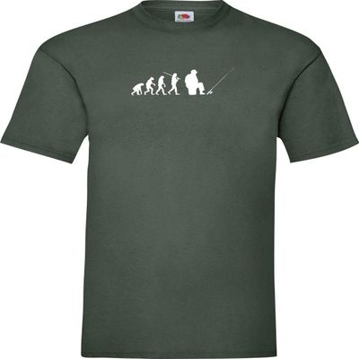 ShirtInStyle Evolution Fishing Hunter Evo Kultstyle T-Shirt, Green, XL