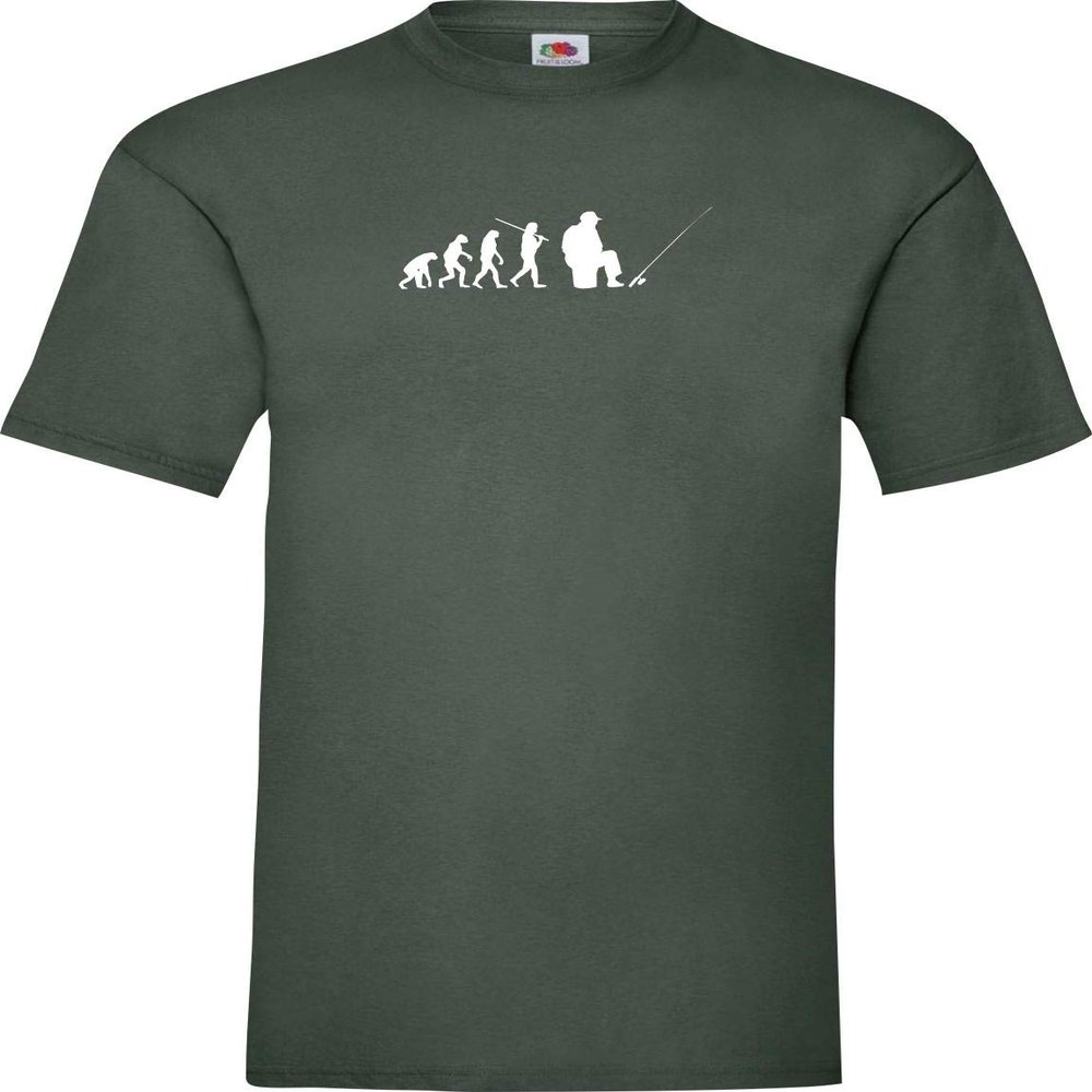 ShirtInStyle Evolution Fishing Hunter Evo Kultstyle T-Shirt, Green, XL