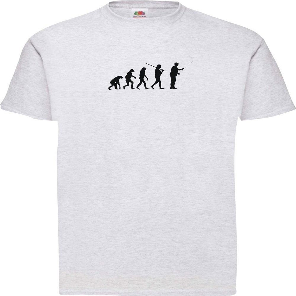 ShirtInStyle Evolution Fishing T-Shirt, Ash Gray, XXL