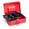 Rapesco SB0008R1 Metal Cash Box with Lock, 8", Red view 2
