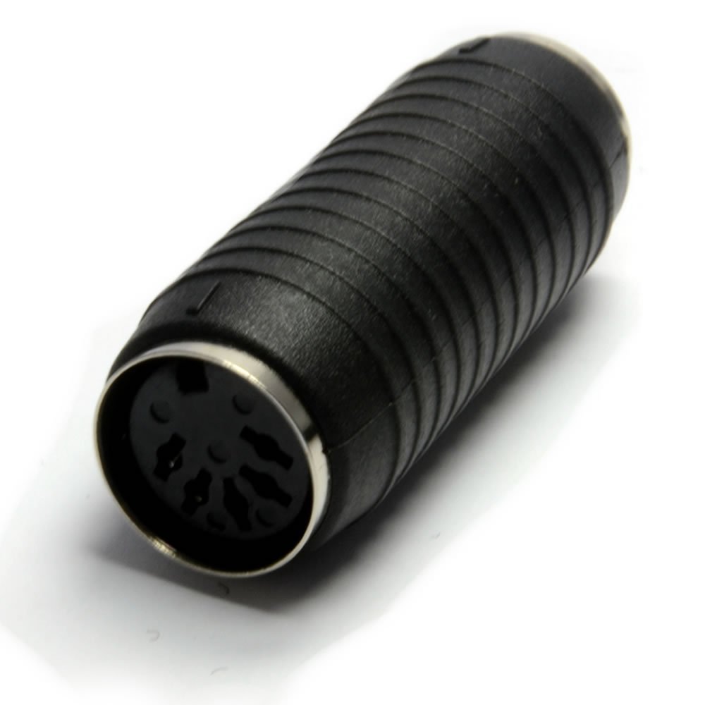 5-Pin DIN MIDI/AT Female-to-Female Coupler Adapter, Black