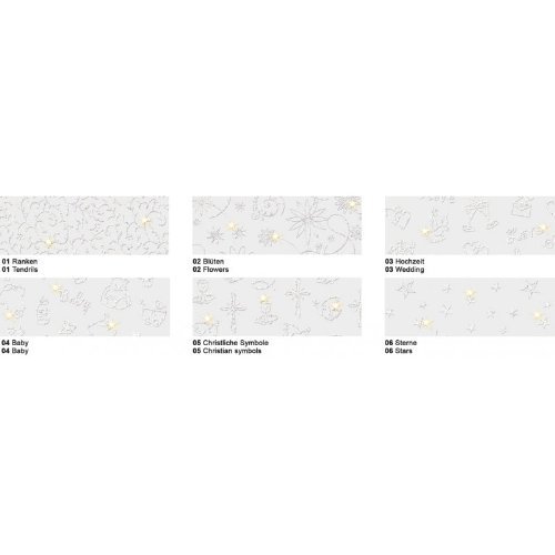 Fascination "White Line Glitter," A4, 5 Sheets, Wedding