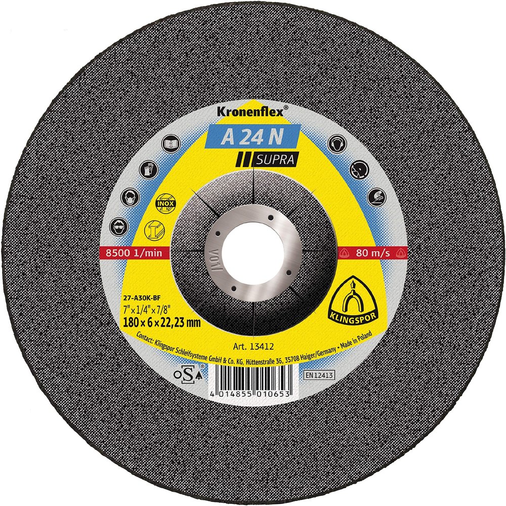 KLINGSPOR KLI-13407-1 Cut-Off Wheel 13407 A 24 N 180 x 4 x 22.23 mm