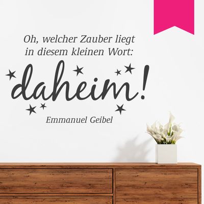 WANDKINGS Wall Decal “Oh, What Magic Lies in This Little Word: Home!” (Emmanuel Geibel), 50 x 30 cm, Pink