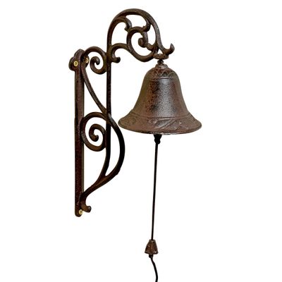Cast-Iron House Bell, 33 cm H, Brown, Country House Style