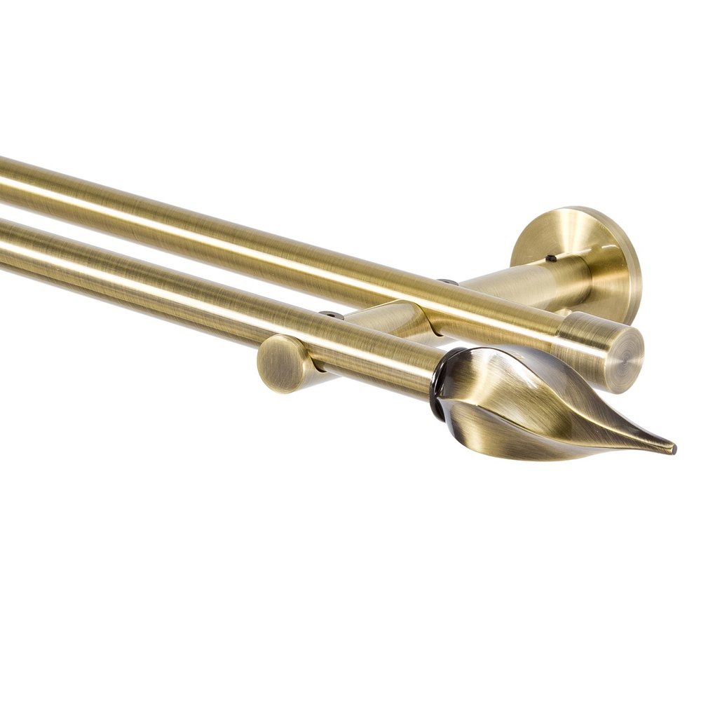 MDEKOR 16 mm Double-Track Curtain Rod, Antique Gold Metal, 280