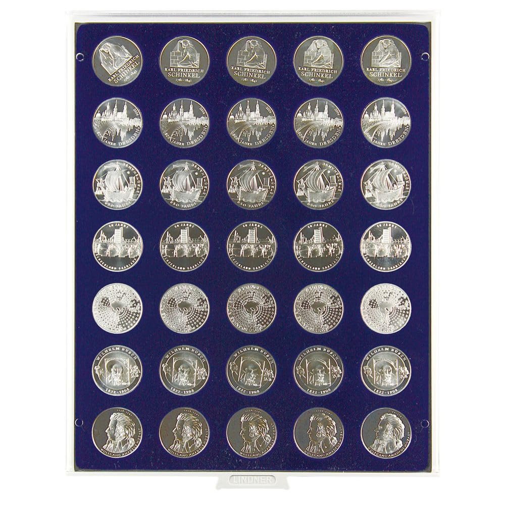 LINDNER The Original Marine Coin Box with 35 Recesses for 32.5 mm Coins