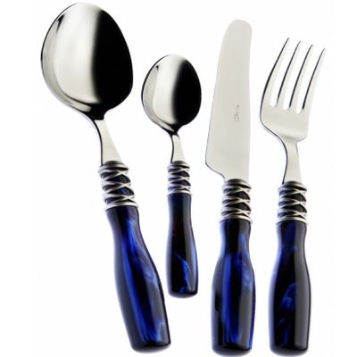 BUGATTI Arianna 24-Piece Blue Mother-of-Pearl Cutlery Set