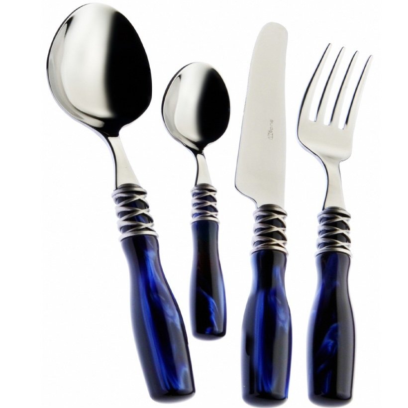 BUGATTI Arianna 24-Piece Blue Mother-of-Pearl Cutlery Set