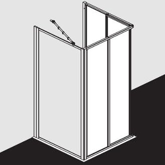 Kermi Nova 2000 Corner-Entry Half, 2-Piece, Matte Silver; Fontana Synthetic Glass