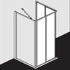 Kermi Nova 2000 Corner-Entry Half, 2-Piece, Matte Silver; Fontana Synthetic Glass view 1