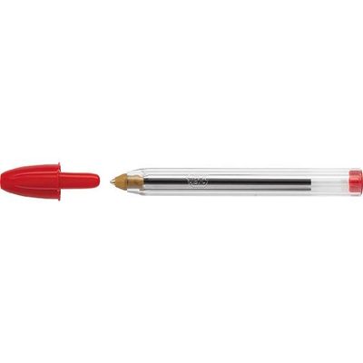 BIC 8308611 Cristal Medium Ballpoint Pens, 4-Pack, Red
